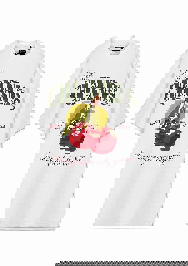 Show Me The Merch Womens White Cherries Short Sleeved T-Shirt