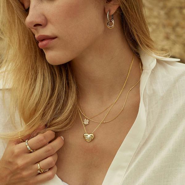 Spero London Beaded Satellite Sterling Silver Chain Necklace Layering Set
