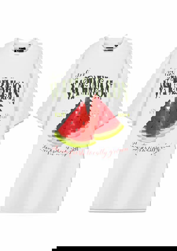 Show Me The Merch Womens White Watermelon Short Sleeved T-Shirt