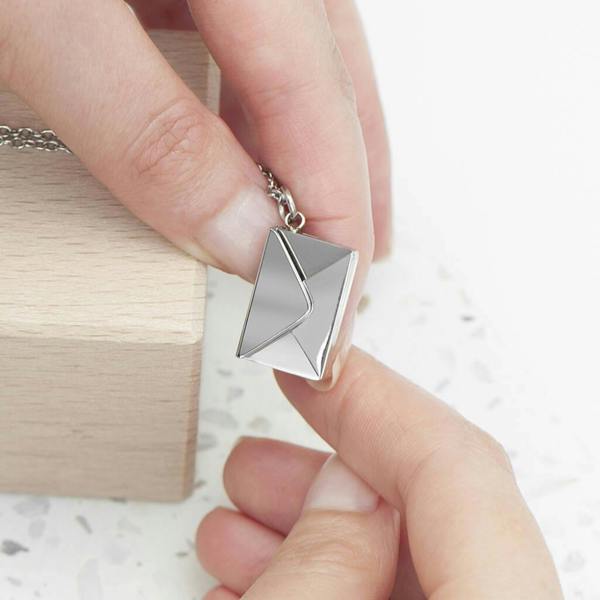 Personalised Secret Message Envelope Necklace - alternative angle