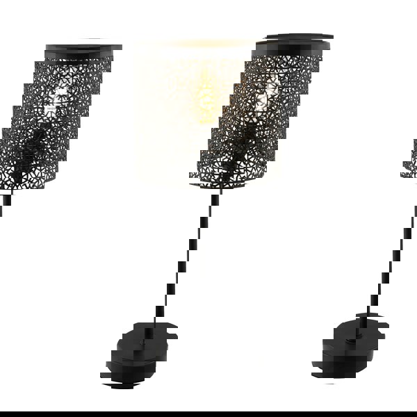 Classic Chic Moroccan Themed Matte Black Table Lamp with Inline Switch Image 4