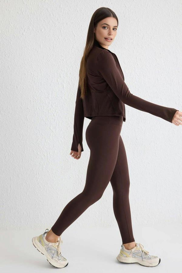 WOVCOR Soft Brushed Fabric Reflective Print Detailed Knitted Sports Leggings