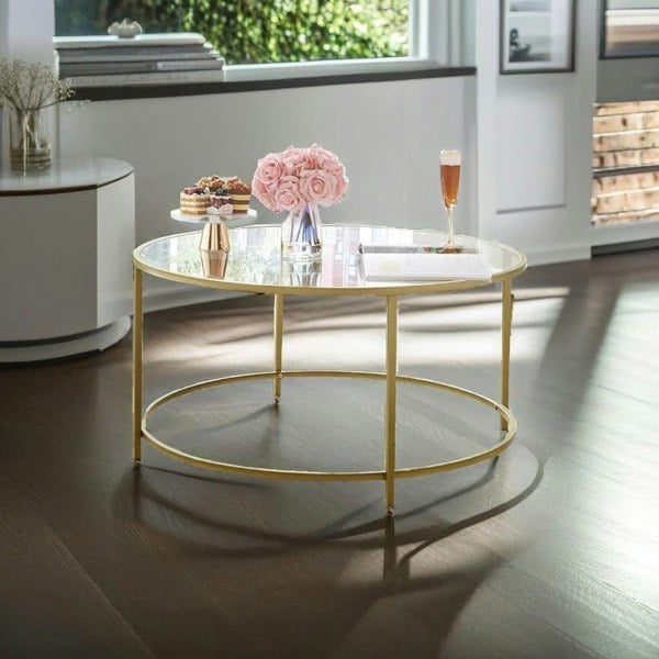 golden glass coffee table