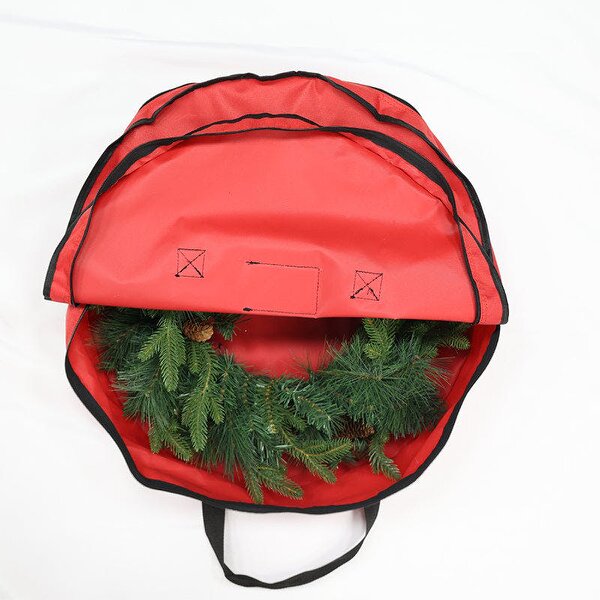 Outdoor Living Christmas Xmas Wreath Decoration Zip Up Sack Fabric Storage Bag