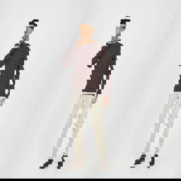 Brave Soul Chocolate Crew Neck Knitted Jumper - Chocolate Image 3