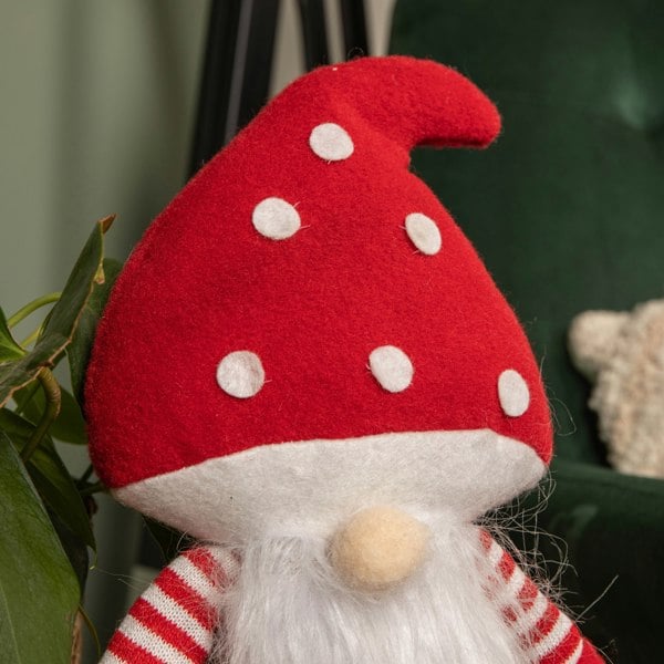 Samuel Alexander 28cm Red and White Sitting Christmas Gonk with Mushroom Hat
