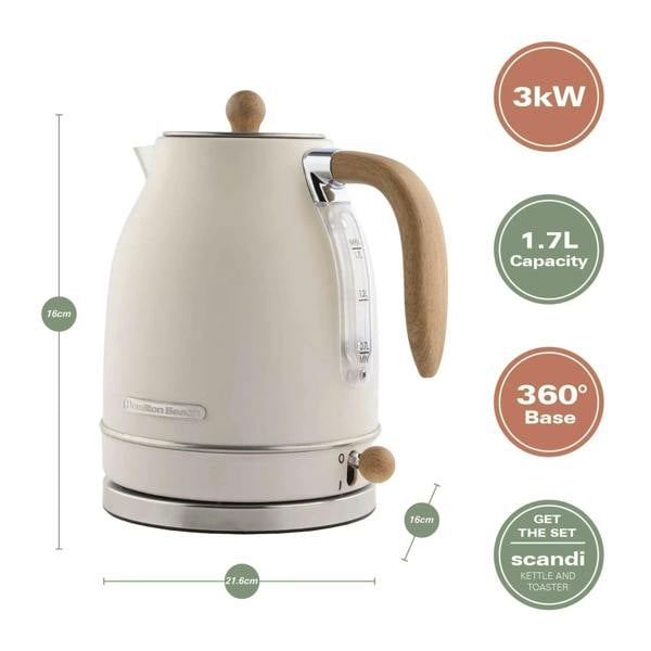 Hamilton Beach Scandi Jug Kettle & Toaster Set - Cream - Hamilton Beach UK