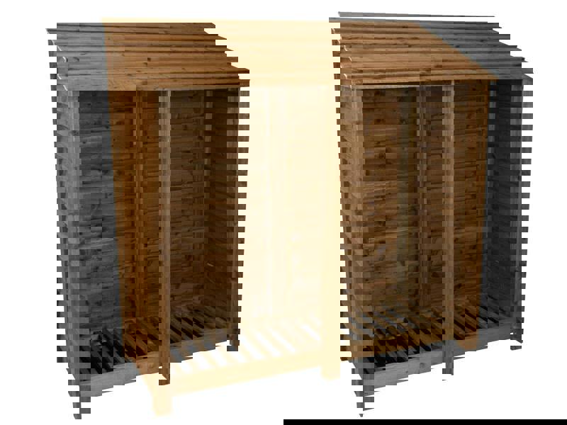 Arbor Garden Solutions Wooden Log Store W-187cm, H-126cm or 180cm, D-88cm - Brown Finish