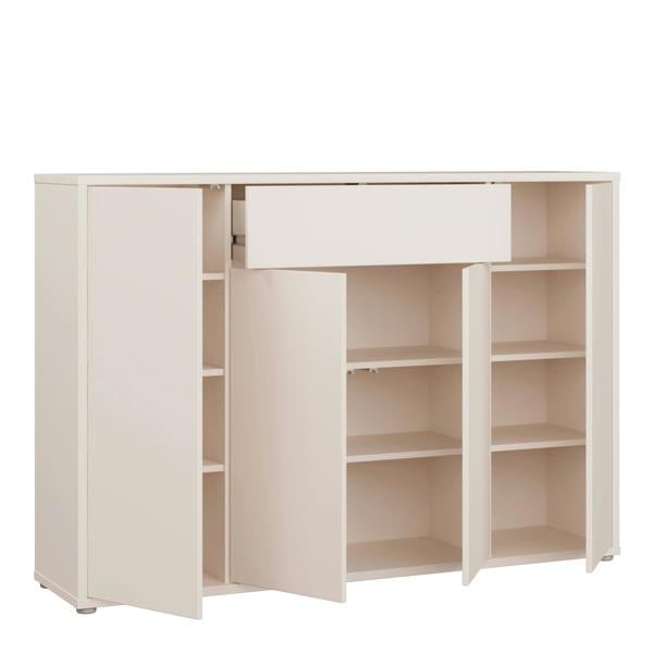 Furniture To Go Alice Springs Shoe Cabinet with 4 Doors Push-to-Open & 1 Drawer Push-to-Open in Sand