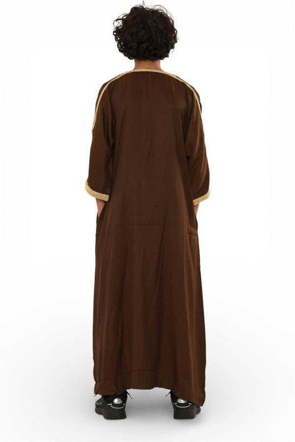 Infinity Leather Kids Boys Ramadan Moroccan Thobe Robe Djellaba Gandoura Eid Jubba- K-HM67