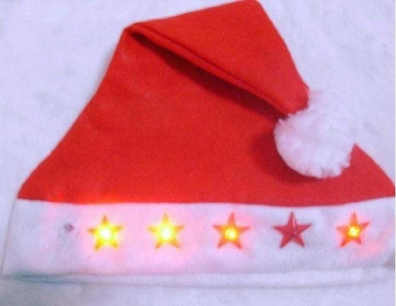 Adult Size Red Flashing Santa LED Christmas Hat with Stars for Parties and Seasonal Displays image 3