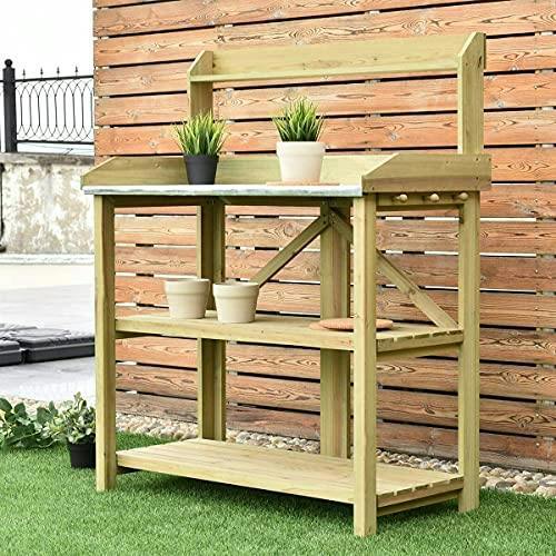 HYGRAD BUILT TO SURVIVE Large Wooden Planting Table Practical Garden Work Bench Station Flower& Plants Organiser By HYGRAD®