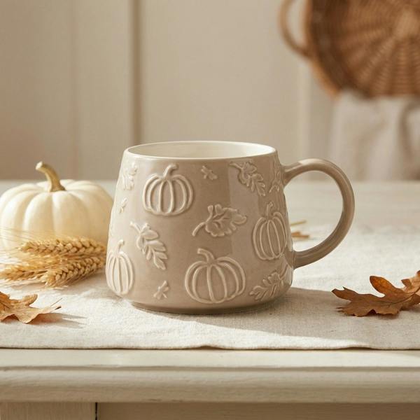 Garden Greatness Neutral Glazed Fall Pumpkin Mug