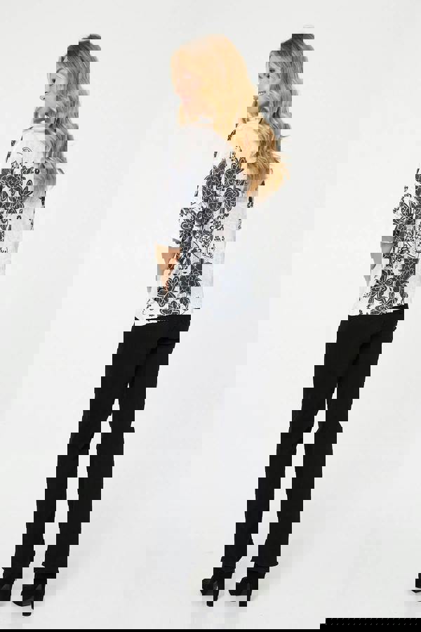 Sage | Floral Relaxed Open Knit Top