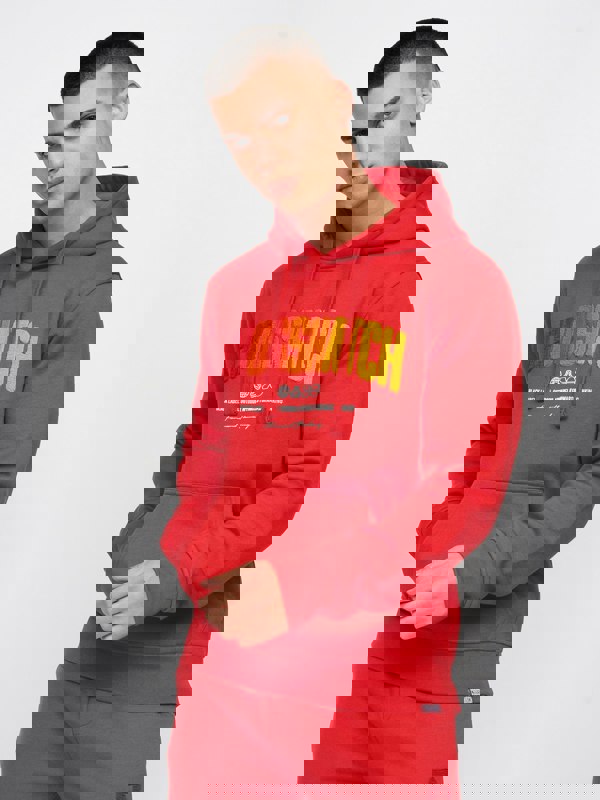 Crosshatch Flocked Hoodie Red