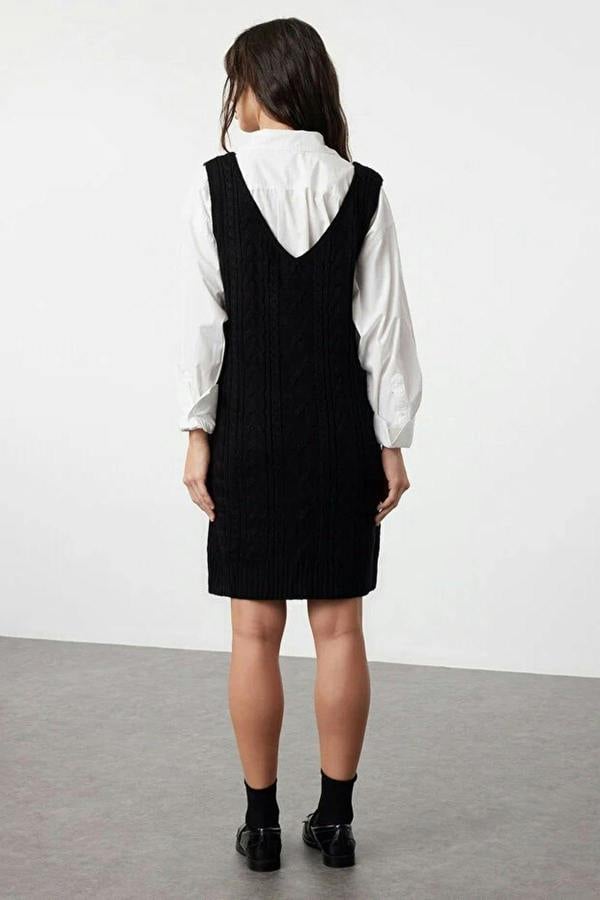 WOVCOR Mini Hair Knitted Knitwear Vest Dress