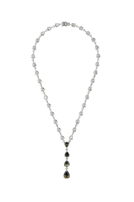 Latelita Elizabeth Statement Necklace Smokey Quartz Silver