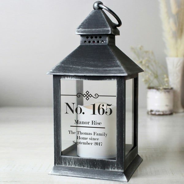 Personalised Memento Company Personalised Elegant Diamond Rustic Black Lantern