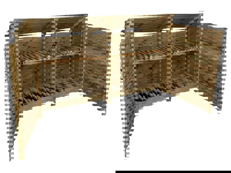 Arbor Garden Solutions Wooden Log Store (Roof Sloping Back) with Doors and Shelf W-227cm, H-126cm or 180cm, D-88cm