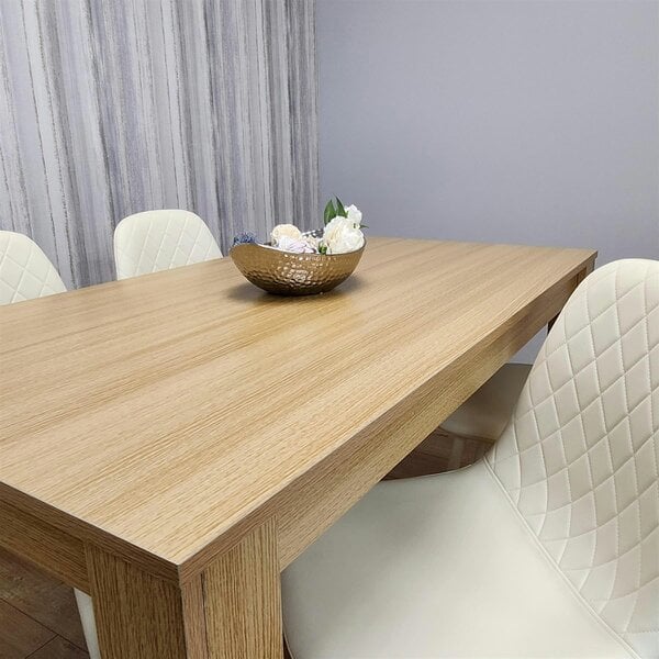 Kosy Koala Wooden Dining Table with 4 Cream Gem Patterned Chairs Rusteic Effect Table with Cream Chairs