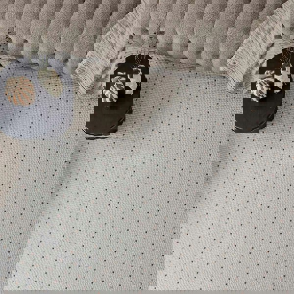 Living Room rug, dots, practicality in mind, the rug is anti-allergic.