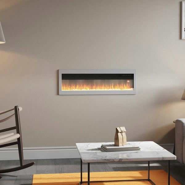 1800W Electric Fireplace Wall Mounted Heater with Overheat Protection Wall Mounted Fires Living and Home White 40inch