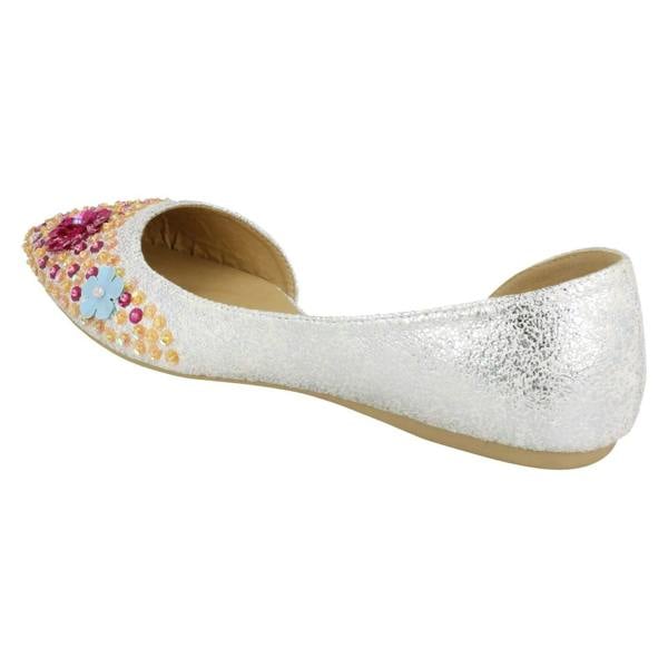 Spot On Ladies Spot On Sequin Ballerinas With Flower Detail F80374