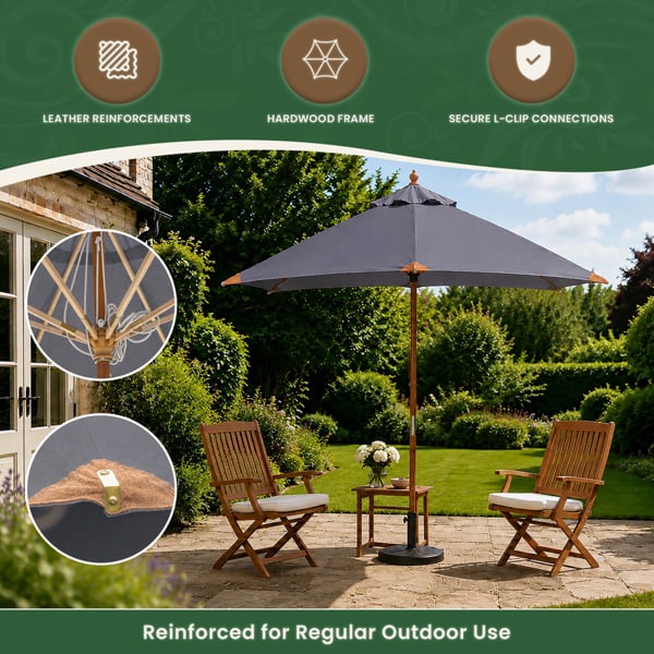 The Garden Marketplace 2m Premium Hardwood Garden Parasol Umbrella