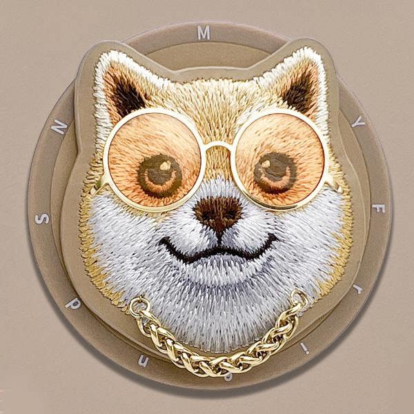 Nimmy Friends Nimmy Glasses Cool Dog Face Case with Detachable MagSafe Grip Stand for iPhone 17 Pro Max 6.9" Brown Orange