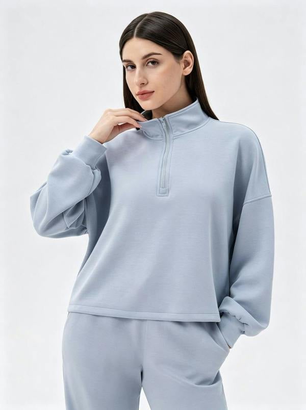 Anniou Casual Quarter Zip Pullover
