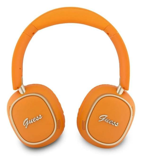 Guess Rectangle Metal Script Logo ENC On Ear Wireless Headphone Orange - GUBHV28HGCSMO