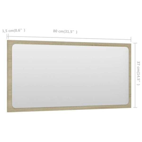 Berkfield Bathroom Mirror Sonoma Oak 80x1.5x37 cm Engineered Wood