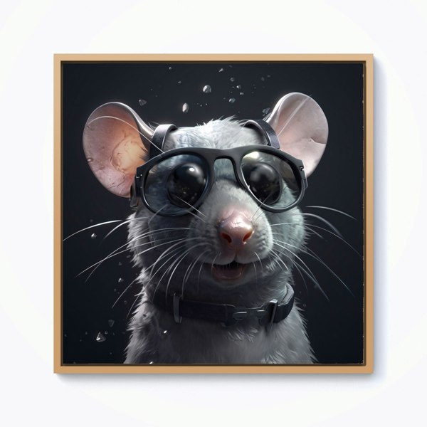 Warren Reed Splash Art Rat In Glasses Framed Canvas