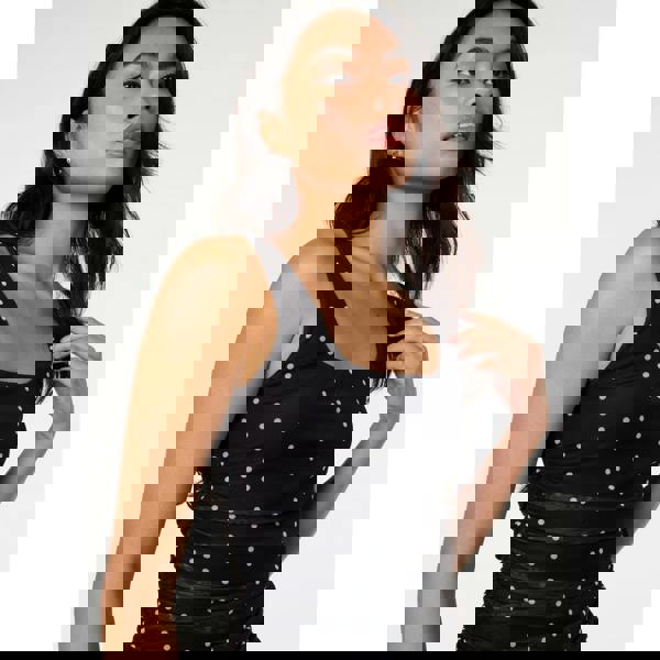 Pink Vanilla Polka Dot Square Neck Mesh Dress