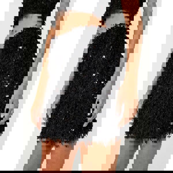 Pink Vanilla Feather Sequin Mini Skirt