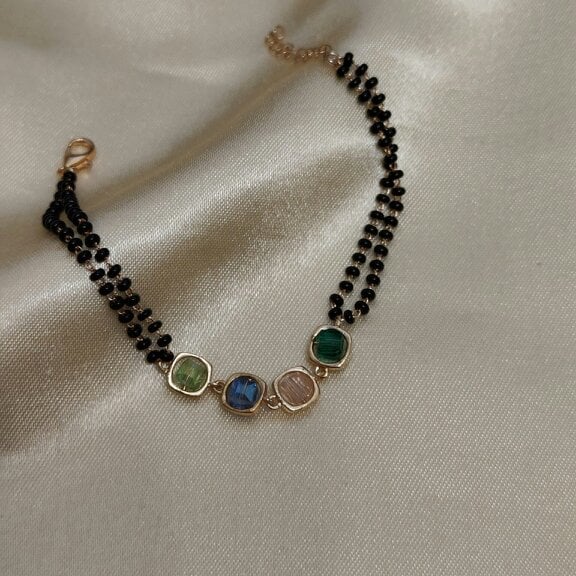 The Colourful Aura Multicolour Round Zircon Adjustable beaded Bracelet