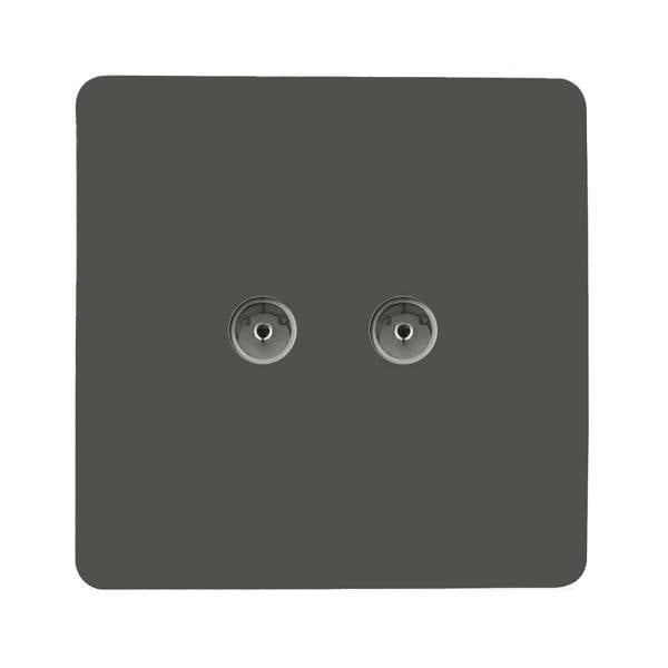 Trendi Switch 2 Gang Female Co-Axial Television Socket in Charcoal Grey