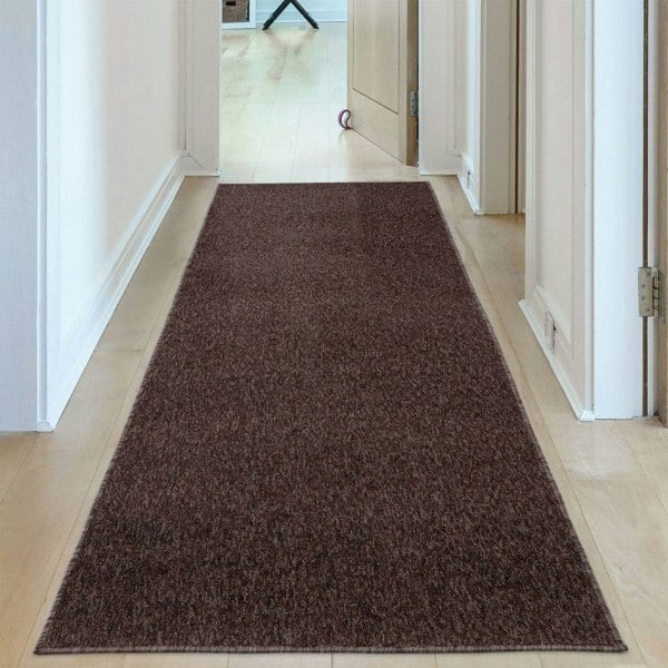 Brown Low Pile Area Rug Plain Design