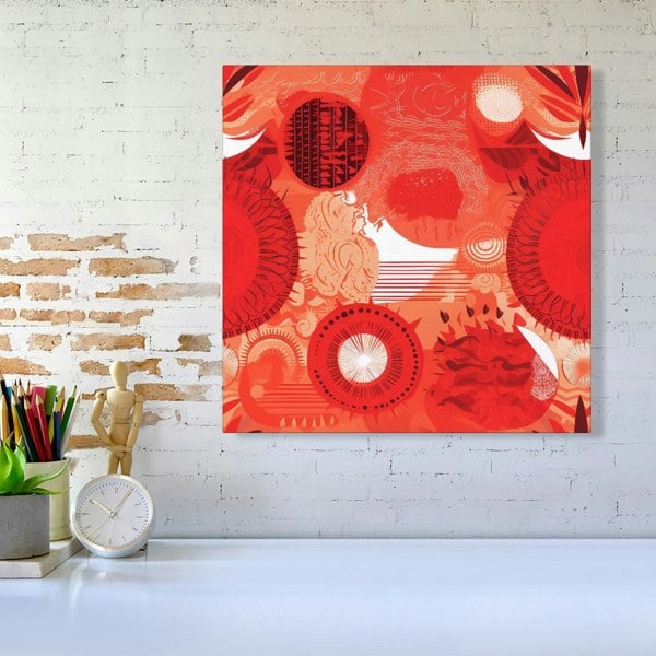 Warren Reed Abstract Red Sun pattern Canvas