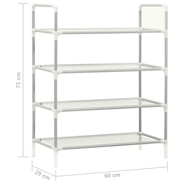 Berkfield Shoe Rack with 4 Shelves Metal and Non-woven Fabric Silver