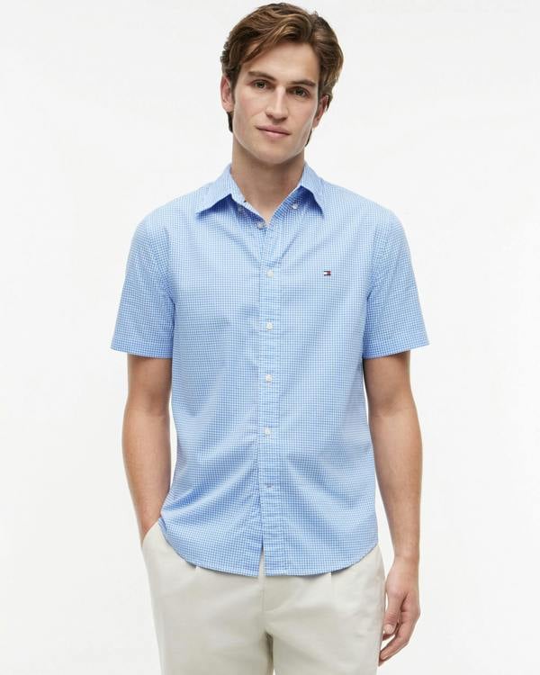 Tommy Hilfiger Flex Poplin Gingham Mens Shirt - Blue Spell/Check