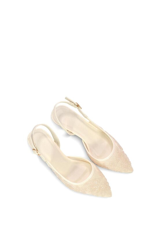 XY LONDON Embroidered Slingback Court Shoes With Kitten Heel
