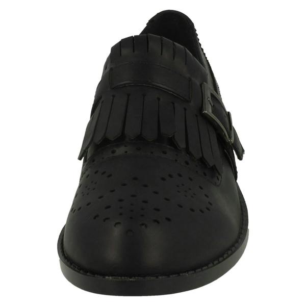 Spot On Ladies Spot On Brogue Style Slip On Shoes