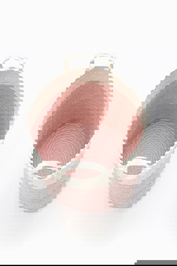 Living and Home 63L Woven Cotton Rope Laundry Hamper Basket Toys Storage with Handlers Pink 50cm H