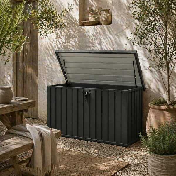 Wyld Haus Firane Rafi Galvanised Steel Outdoor Storage Box 400 Litre Capacity