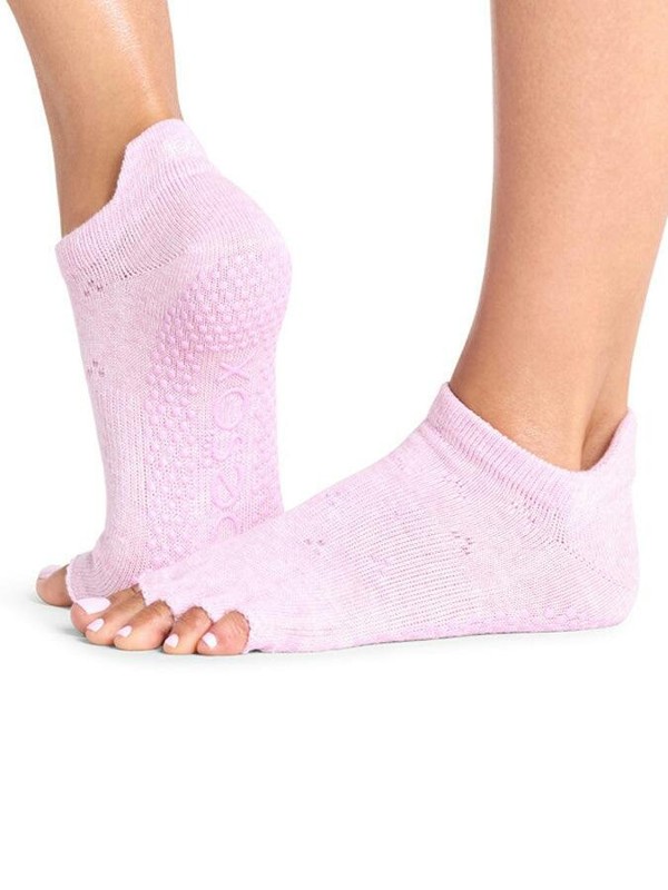 ToeSox Low Rise Half Toe Women's Yoga Grip Socks - Rosy Melange