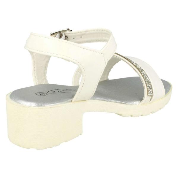 Spot On Girls Spot On Mid Heel Diamante Strap Ankle Buckle Sandal
