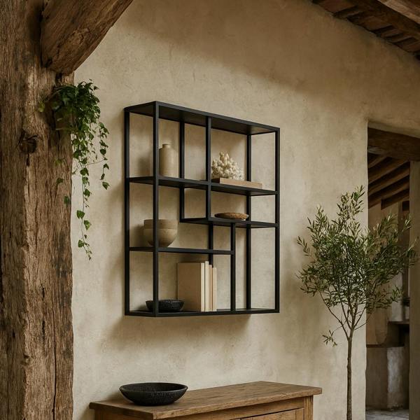 Wyld Haus El Paso Black Metal Wall Shelf 3 Shelves