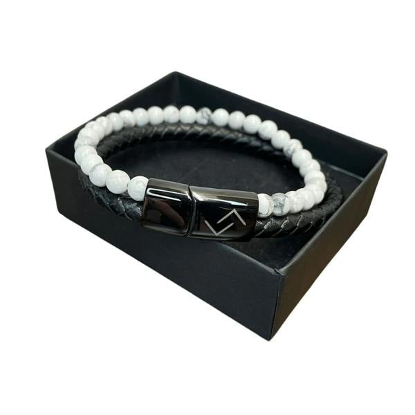 RUNESILK Leather and Howlite Bead Bracelet