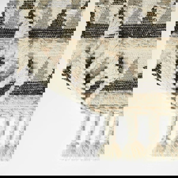 HOMESCAPES Kota Black & Grey Kilim Wool Rug